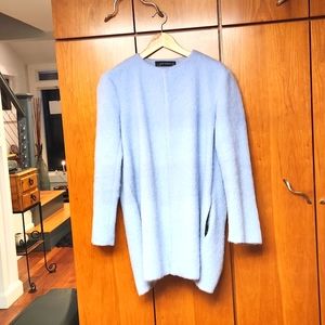 SOLD - Elegant Zara Powder Blue Thigh Length Jacket (Medium)